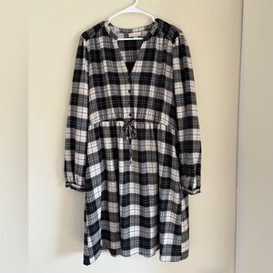 Knox Rose Black and White Plaid Midi Dress